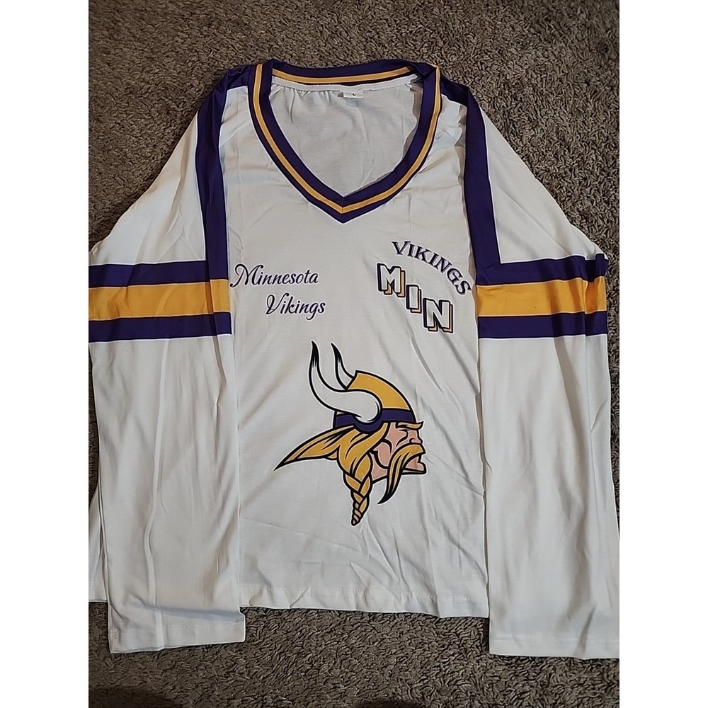 Minnesota Vikings‎ Women's Size Large Long Sleeve T-Shirt White